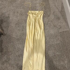 Hello Molly Light Yellow Satin Maxi Dress